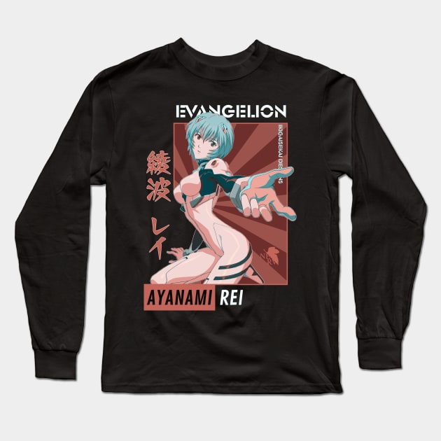 Rei Ayanami Retro Art V1 | IKIGAISEKAI Long Sleeve T-Shirt by IKIGAISEKAI